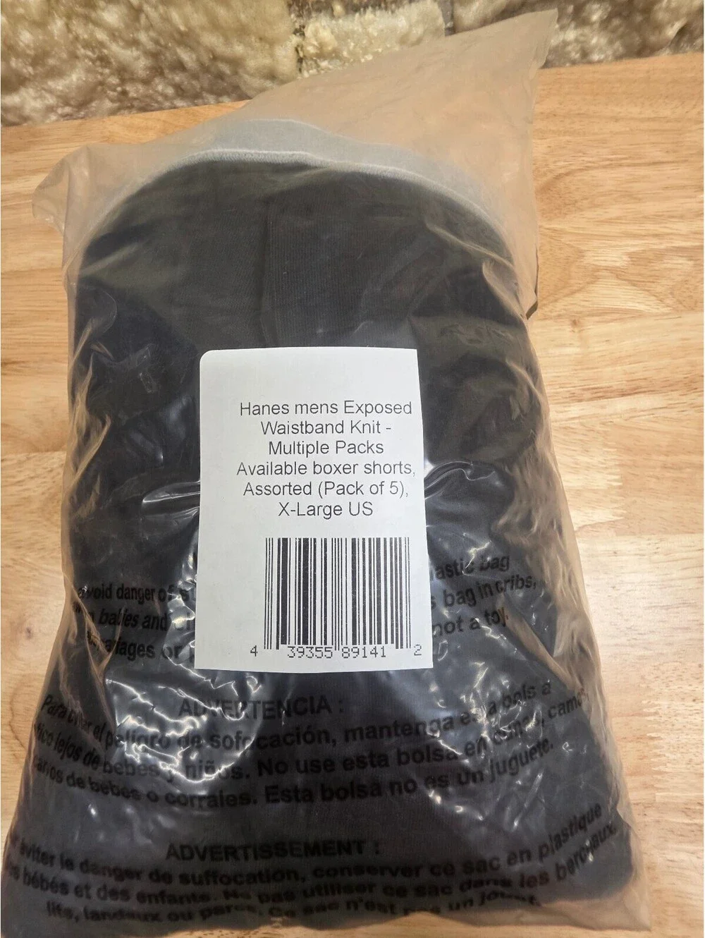 HANES MEN’S EXPOSED WAISTBAND KNIT BOXER SHORTS ASSORTED 5 PACK SIZE XL